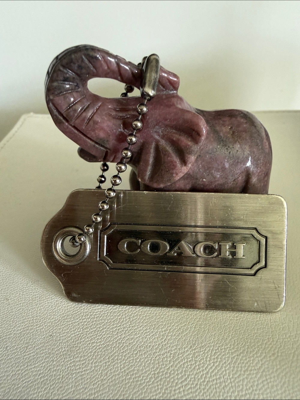 Coach large silver/ chrome metal hang tag